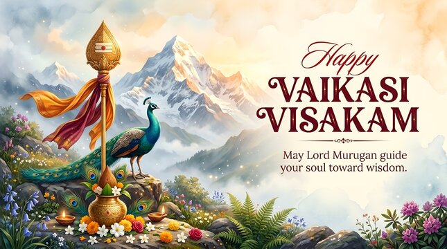 Vaikasi Visakam Devotional Artwork Featuring Peacock Theme