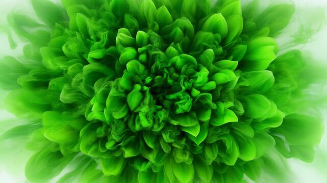 Abstract Green Ink Bloom in Water Macro