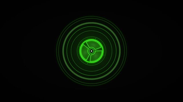 Radioactive Symbol Hazard Warning Nuclear Sign Green Glow Motion Graphic Dark