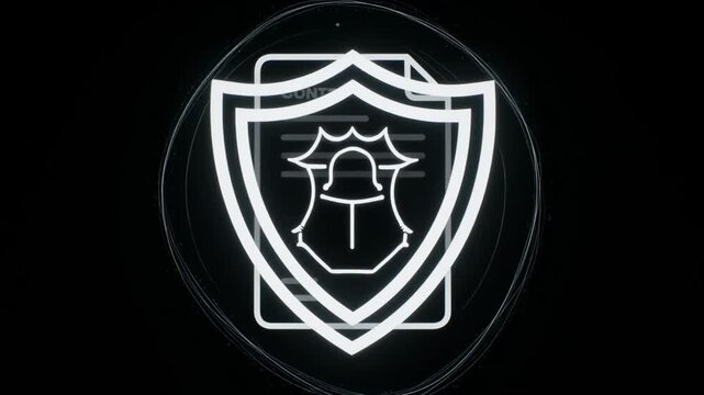 Neon Contract Security Icon Animation