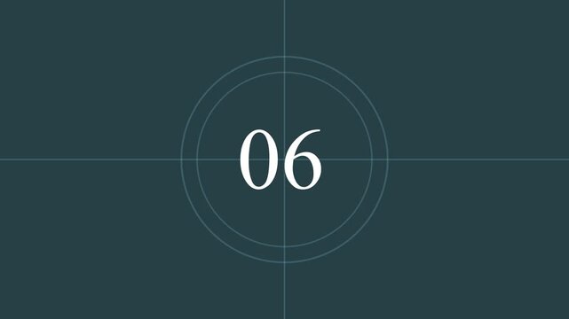 Dark Teal and Black Film Countdown Leader with White Number 01 for Movie Intro.