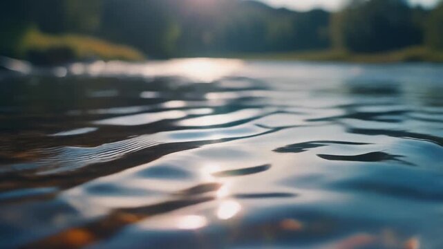 Sunlight Reflections on Gentle River Surface Waves