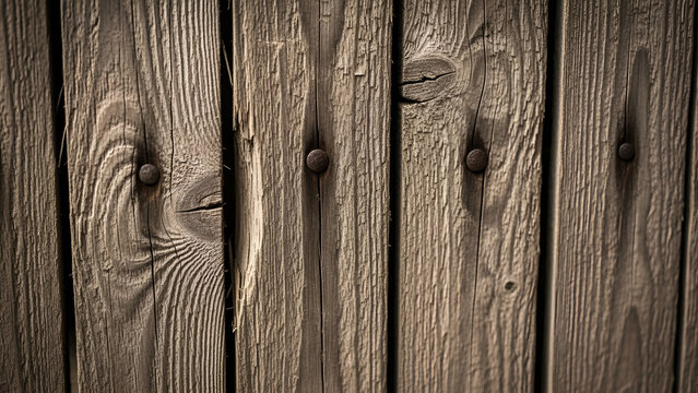 Close-up of weathered wooden planks with visible grain and nails
