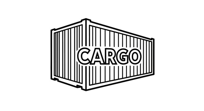 Black and white cargo container illustration.