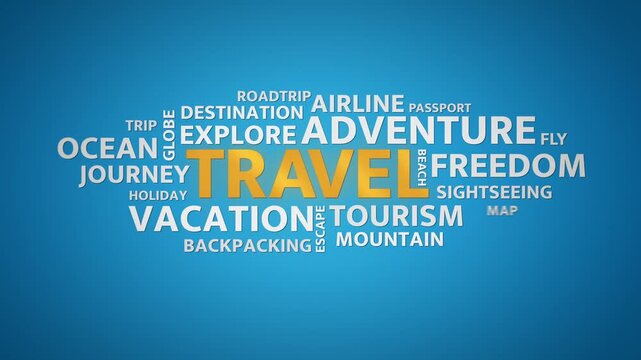 Travel Adventure Tourism Vacation Freedom Word Cloud Motion