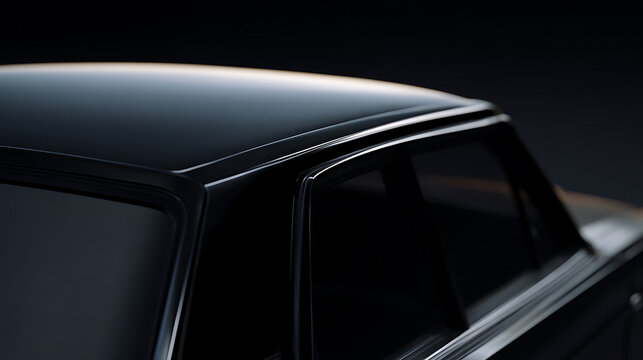 Sleek dark vehicle roofline and window detail capture a sophisticated aesthetic. Subtle reflections highlight the smooth, polished surface