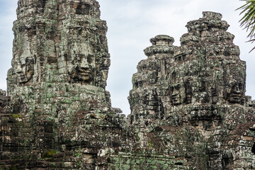 Fototapeta premium Towers with stone faces at Bayon Temple, Angkor Thom, Cambodia.
