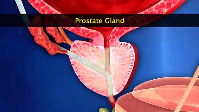 Detailed 3D animation of prostate gland, urethra and penis anatomy for medical education use