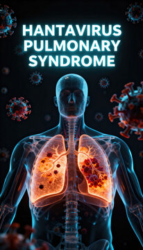 3d medical illustration of human lungs infected with hantavirus pulmonary syndrome