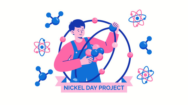 Student building an atom model for school science project