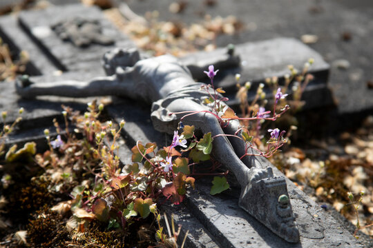 crucifix on a gravestone