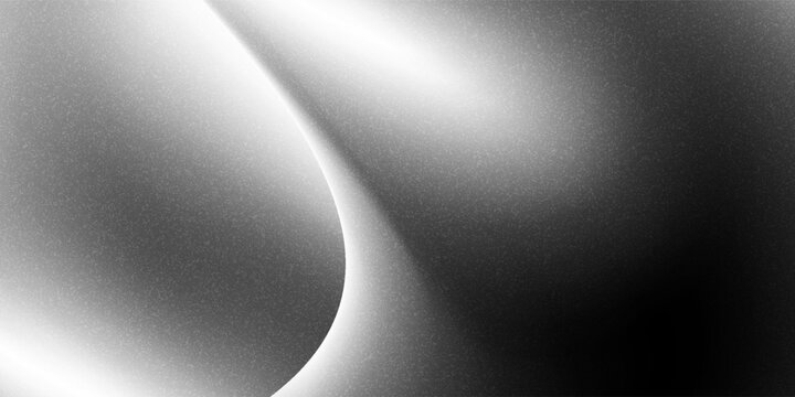 Black white dark gray silvery abstract background. Color gradient. Wave. Rough grain grainy grungy noise dust. Brushed matte shimmery blur. Light. Metallic steel metal effect. Design.