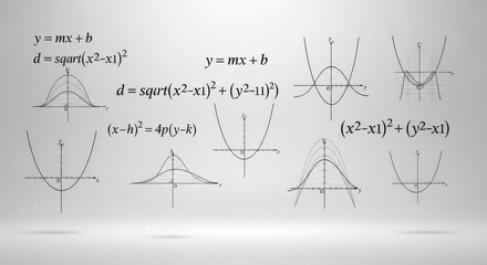 Obraz premium Math Equations and Graph Diagrams Exploring Functions Geometry and Analytical Concepts in Education and Scientific Visualizations Graphical Relationships and Mathematical Expressions
