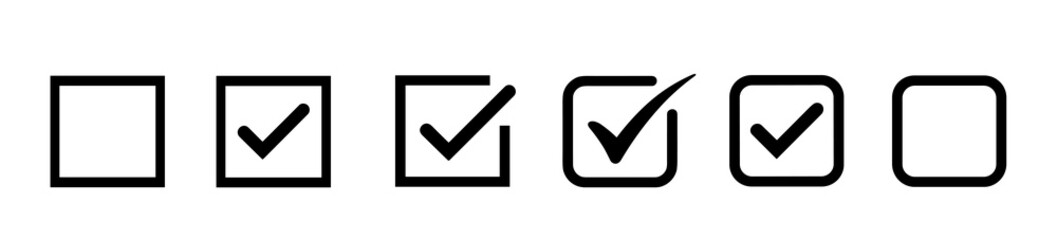 Set of minimalist checkbox icons featuring various tick marks for web interface design © naydesignsco
