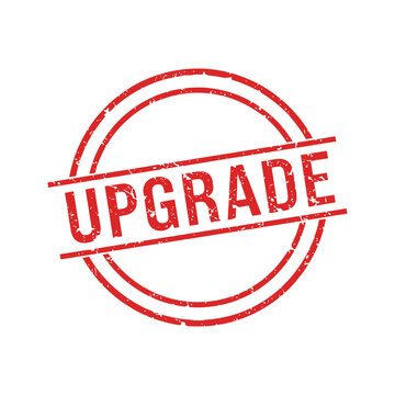 A red circular stamp with the word UPGRADE diagonally across it on a white background.