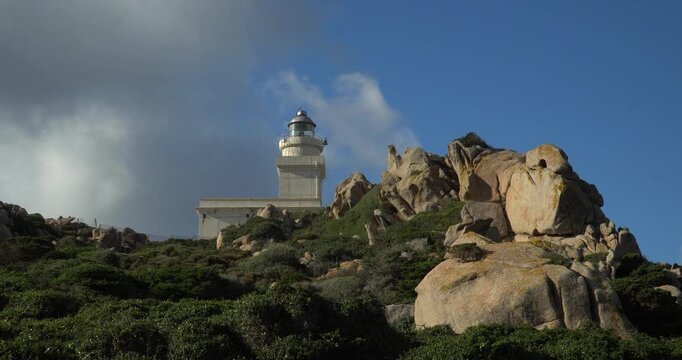 The lighthouse of Capo Testa in Sardinia, Italy.