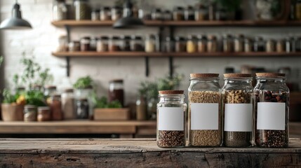 Naklejka premium Dried goods jars kitchen
