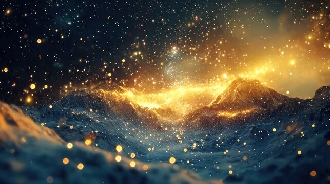 Space mountainscape night