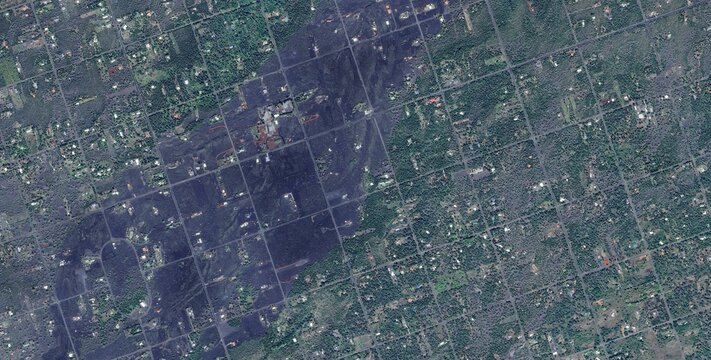 Kilauea Lava Incursion Green Neighborhood Hawaii Aerial