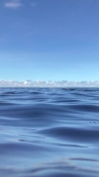 Superf&iacute;cie do Rio Negro com ondas leves e c&eacute;u azul tropical vista de dentro da &aacute;gua