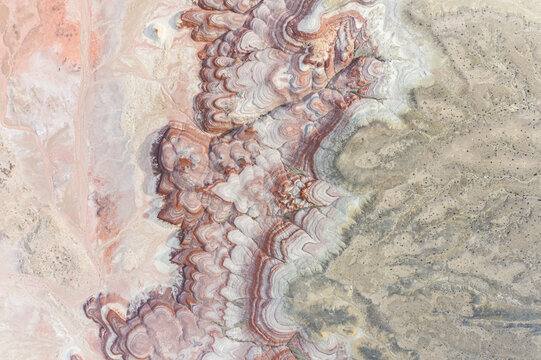 Aerial abstract view rock formations in Hanksville, Utah, USA.