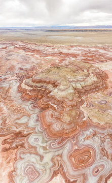 Aerial abstract view rock formations in Hanksville, Utah, USA.