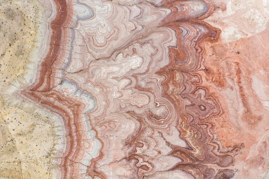 Aerial abstract view rock formations in Hanksville, Utah, USA.