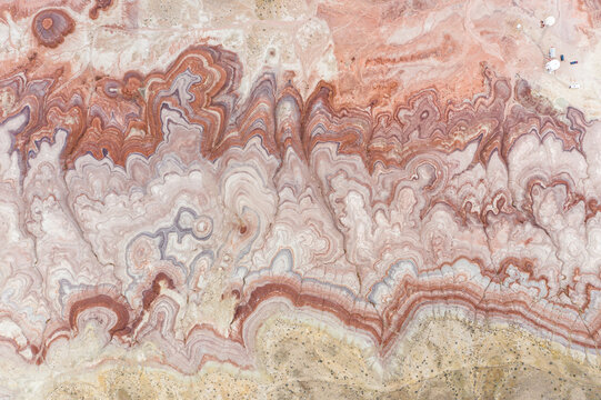Aerial abstract view rock formations in Hanksville, Utah, USA.
