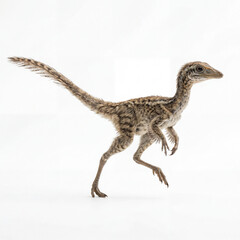 Fototapeta premium Delicate Compsognathus Dinosaur with Feathered Texture for Intimate Prehistoric Wildlife Educational Artwork