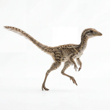 Delicate Compsognathus Dinosaur with Feathered Texture for Intimate Prehistoric Wildlife Educational Artwork