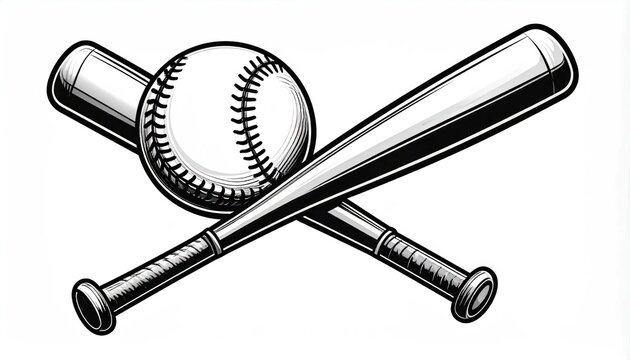 Vintage Baseball and Bats Illustration.