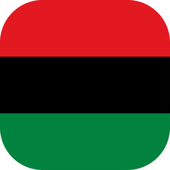 Fototapeta premium Juneteenth and Pan-African themed flat icon set featuring hearts, circles, and clover shapes in red, yellow, green, and black colors. Minimalist symbol for Black History Month celebration.