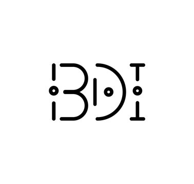 BDI letter initials black colored with modern font