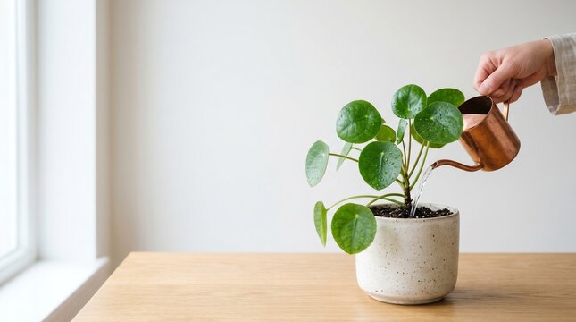 Plant Being Watered Representing Nurturing And Growth
