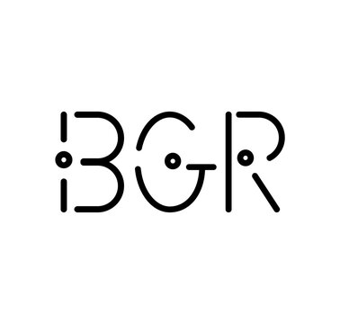 BGR letter initials black colored with modern font