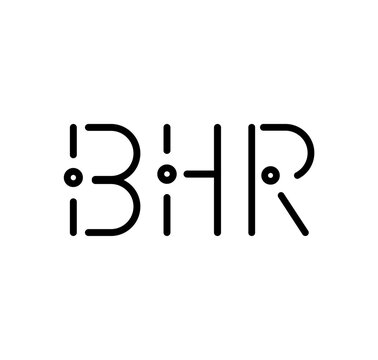BHR letter initials black colored with modern font