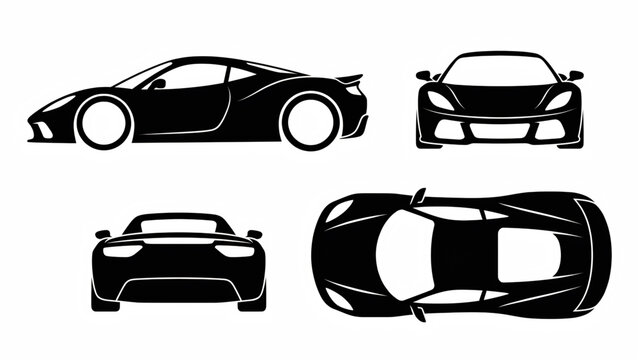 Minimalist supercar graphics Modern racing car outline set for vinyl and print.