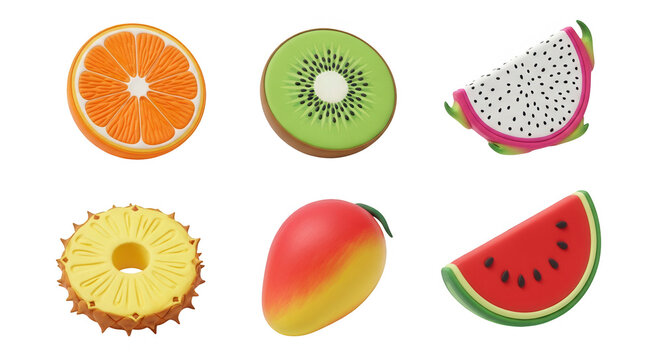 colorful fruit slices arranged on a clean white background freshness and culinary applications likely for healthy eating