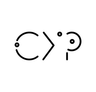 CYP letter initials black colored with modern font