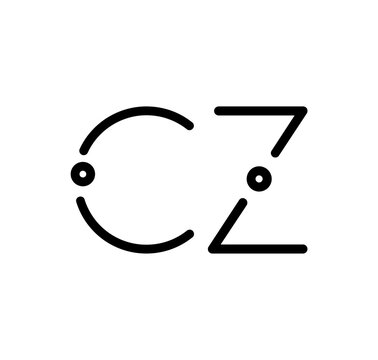CZ letter initials black colored with modern font