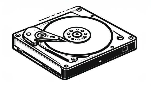 Vintage Hard Drive Illustration.