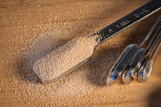 Active Dry Yeast Measured for Homemade Bread Baking