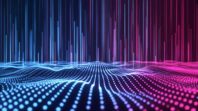 Abstract Neon Digital Landscape Waveform Animation