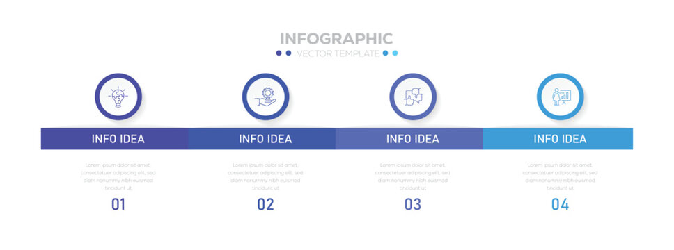 Infographic chart template for business 3, 4, parts, options, presentation with circle elements vector illustration.