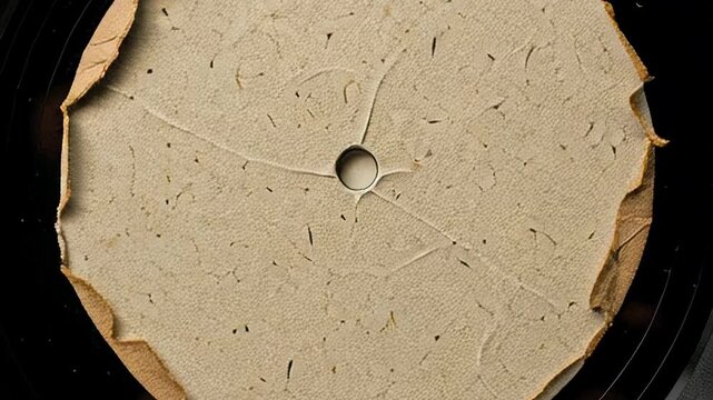Vintage Vinyl Record with Blank Paper Label and Minimalist Retro Texture
