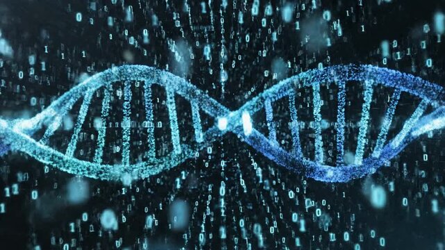 Digital Dna Helix Animated with Data and Particles