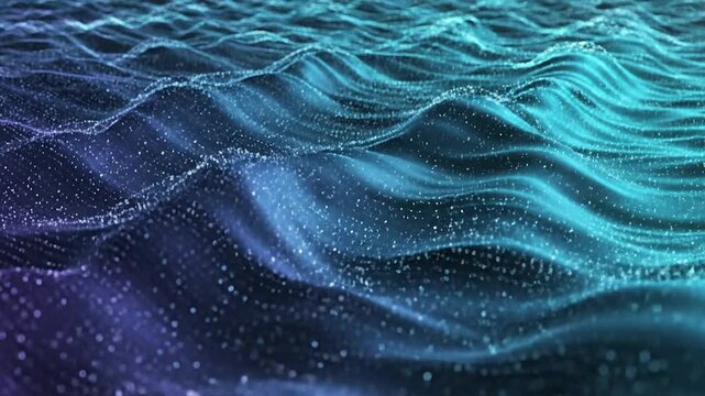 Abstract Digital Wave Motion with Glowing Particles