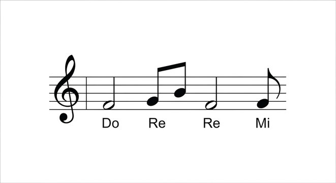 A musical staff with notes and solfege syllables.