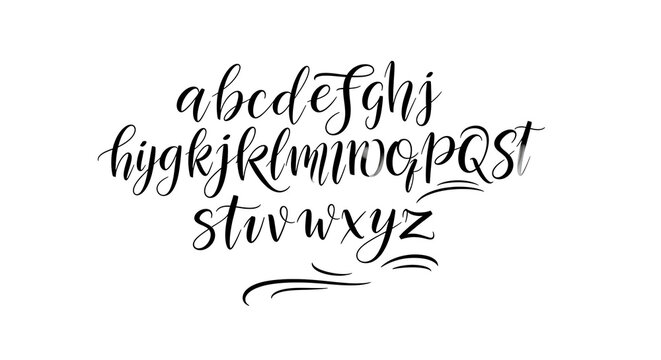 Handwritten alphabet letters and swashes.