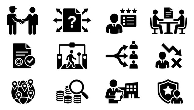 Procurement and Purchasing Silhouette Set &ndash; Supplier Management, Sourcing, Vendor Icons